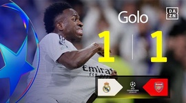 Liga Campeões: Real Madrid vs Arsenal, Golo 1-1 Vinicius Jr (2024-2025)