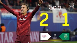 Liga Campeões: RB Leipzig vs Sporting, Golo 2-1 Poulsen (2024-2025)
