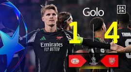 Liga Campeões: PSV vs Arsenal, Golo 1-4 Ødegaard (2024-2025)