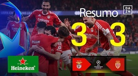 Liga Campeões: Benfica 3 - 3 Monaco (2024-2025)